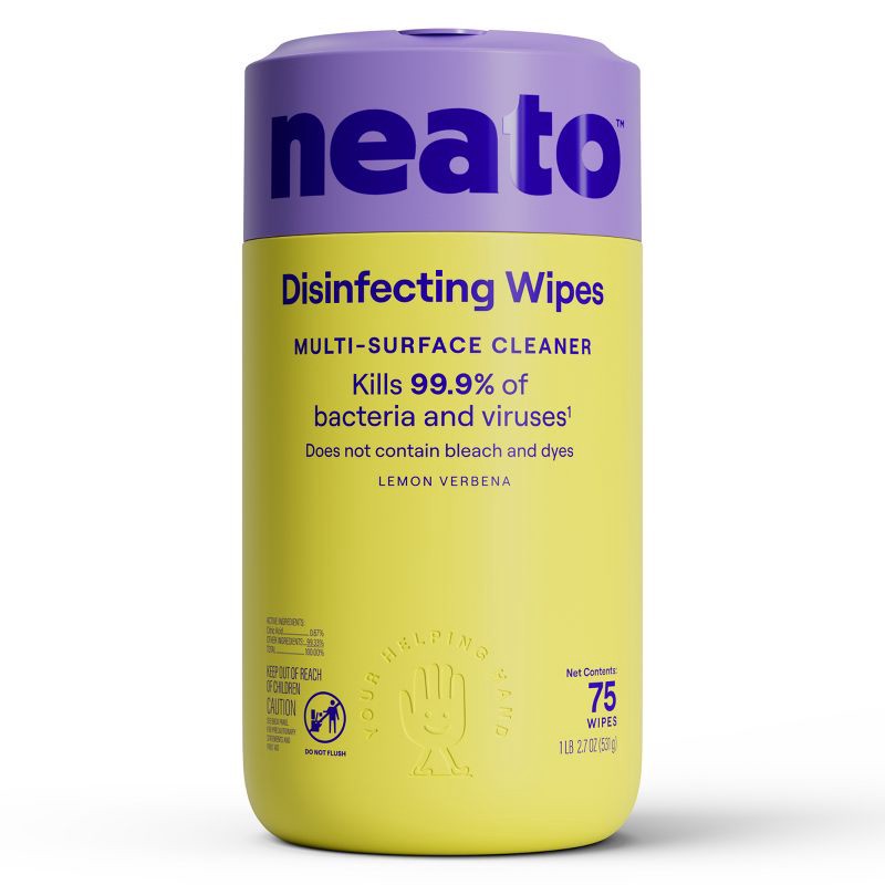 slide 1 of 9, neato Wipes Canister All-Purpose Cleaners - Lemon - 75ct, 75 ct