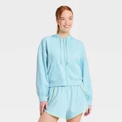 Women's French Terry Full Zip Sweatshirt - All In Motion™ Light Blue L
