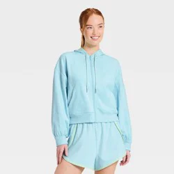 Women's French Terry Full Zip Sweatshirt - All In Motion™ Light Blue XL
