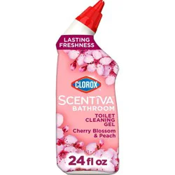 Clorox Scentiva Manual Toilet Bowl Cleaner Cherry Blossom & Peach - 24 fl oz: Ammonia-Free, Liquid Gel, Multipurpose