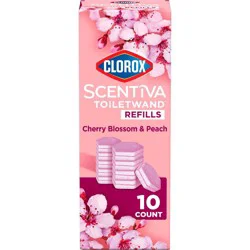 Clorox Scentiva Cherry Blossom & Peach ToiletWand Refill - 10ct: Ammonia-Free, Compatible With Clorox ToiletWand