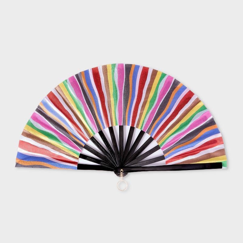 slide 1 of 4, Pride Rainbow Fan - Multicolor Striped, 1 ct