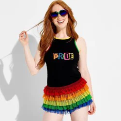 Pride Adult Mid-Rise Ruffle Shorts - Striped XL