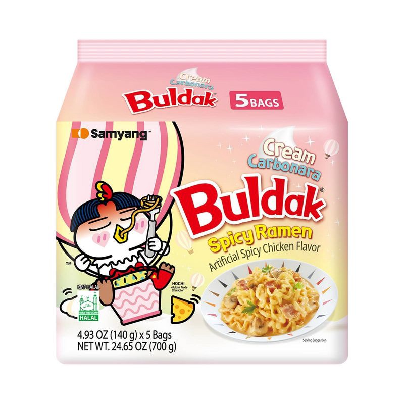slide 1 of 6, Samyang Buldak Cream Carbonara Spicy Chicken Ramen Noodles - 24.65oz/5ct, 24.65 oz, 5 ct