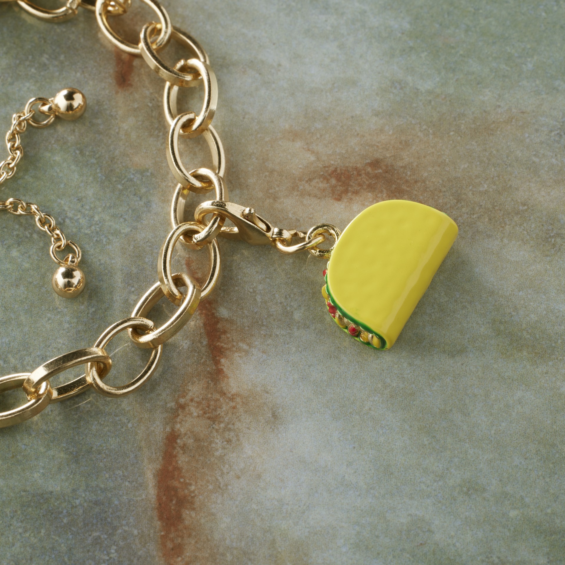 slide 2 of 3, Taco Charm By Bead Landing, 12 mm charm diameter
