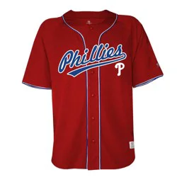 MLB Philadelphia Phillies Men's Button Down Jersey - XL