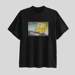 Nickelodeon Men's SpongeBob Meme Short Sleeve Graphic T-Shirt - Black M
