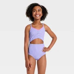 Girls' Spring Vacay One Piece Swimsuit - art class™ Purple M