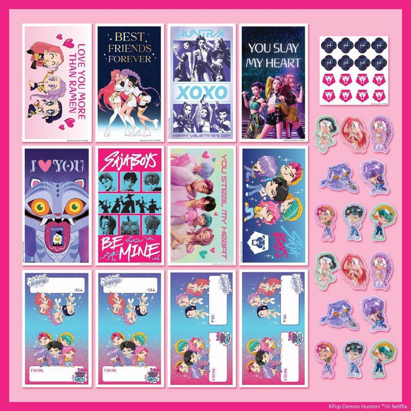 slide 3 of 5, KPop Demon Hunters 16ct Valentine's Day Classroom Exchange Cards and Shaker Stickers, 16 ct