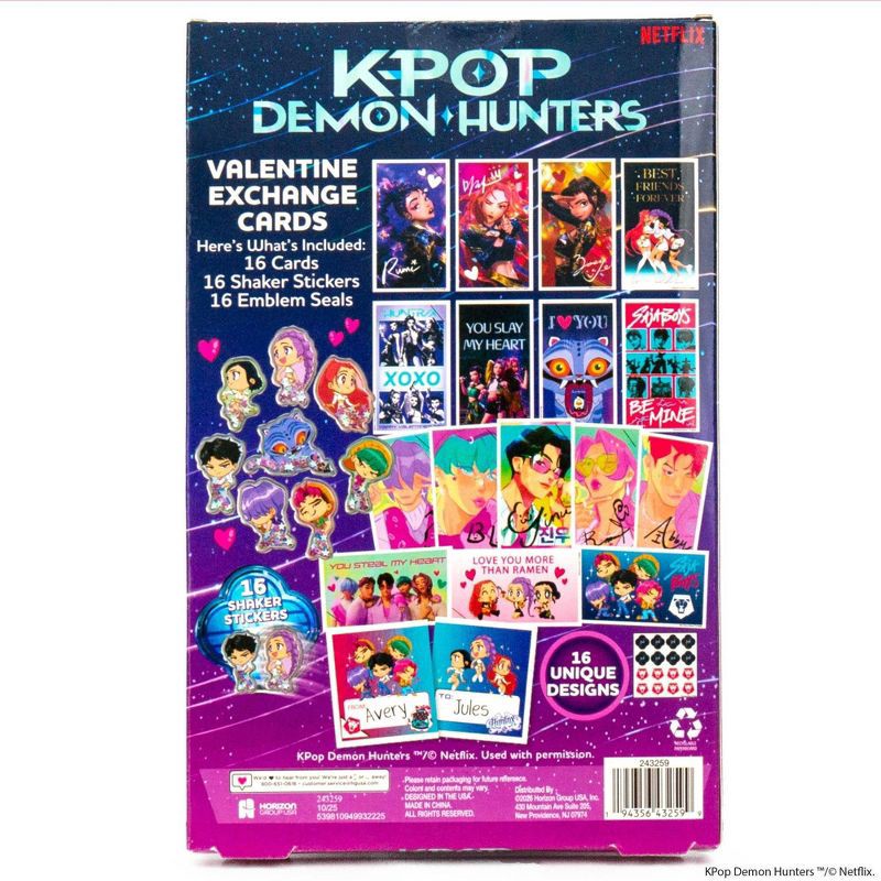 slide 5 of 5, KPop Demon Hunters 16ct Valentine's Day Classroom Exchange Cards and Shaker Stickers, 16 ct