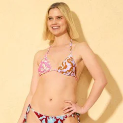 Women's Shell Stitch Floral Triangle Bikini Top - Shade & Shore™ Multi XS