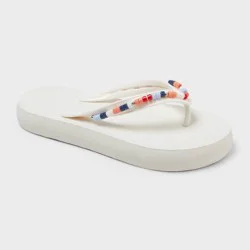 Kids' Maris Elevated Flip with Beaded Color Strap Sandals - Cat & Jack™ White S