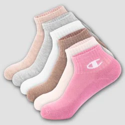 Champion Girls' 6pk Ankle Socks - Tan M