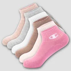 Champion Girls' 6pk Ankle Socks - Tan M