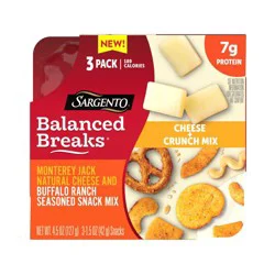 Sargento Balanced Breaks Crunch Mix, Monterey Jack Cheese, Buffalo Ranch Snack Mix - 4.5oz/3ct