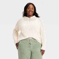 Women's Hooded Pullover Sweatshirt - Universal Thread™ Cream XXL