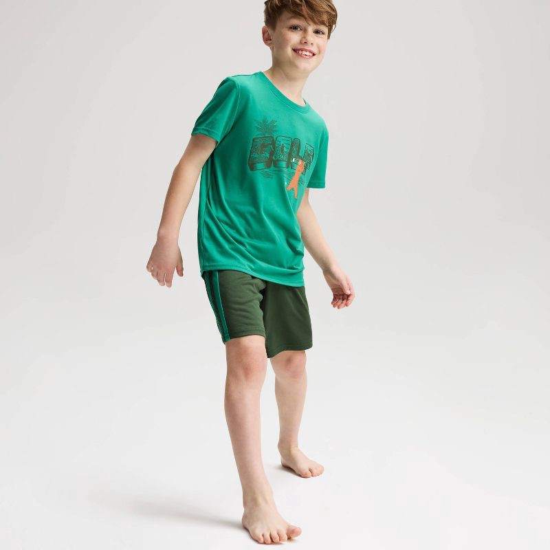 slide 1 of 4, Boys' 2pc Printed T-Shirt and Shorts Pajama Set - Cat & Jack™ Green M, 2 ct