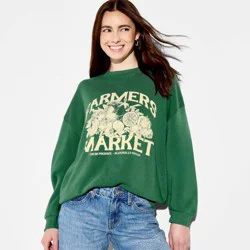 Special Thanks Women's Farmers Market Graphic Pullover Sweatshirt - Fern Green XXL