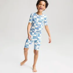 Boys' 2pc Patchwork Americana Tight Fit Sweater Knit Pajama Set - Cat & Jack™ Blue/White 8