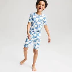 Boys' 2pc Patchwork Americana Tight Fit Sweater Knit Pajama Set - Cat & Jack™ Blue/White 12