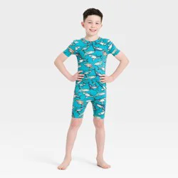 Boys' 2pc Shark Print Tight Fit Sweater Knit Shark Pajama Set - Cat & Jack™ Blue 14