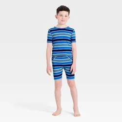 Boys' 2pc Striped Tight-Fit Sweater Knit Pajama Set - Cat & Jack™ Navy Blue 8