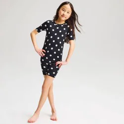 Girls' Short Sleeve Tight Fit Sweater Knit Pajama Set - Cat & Jack™ Black 8