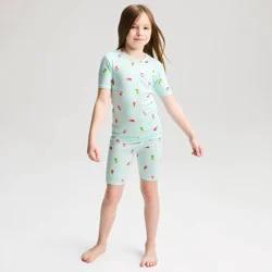 Girls' Short Sleeve Tight Fit Sweater Knit Pajama Set - Cat & Jack™ Green 6