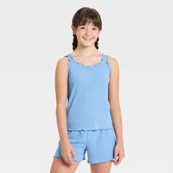 Girls' Knit Cami Pajama Top - art class™ Blue L