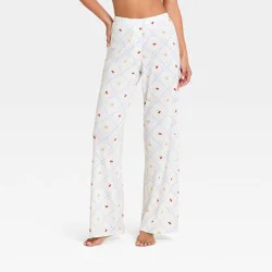 Women's Knit Wide Leg Pajama Pants - Wild Fable™ White M
