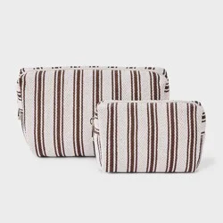 Striped Linen Cosmetic Pouch 2pc Set - Universal Thread™ Brown