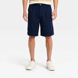 Men's 10" Longline Pleated Shorts - Goodfellow & Co™ Navy Blue S