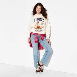 Disney Women's Winnie The Pooh Hunny Graphic Pullover Sweatshirt - Cream S