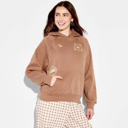Women's Winnie the Pooh Farm Hooded Graphic Pullover Sweatshirt - Light Brown XXS