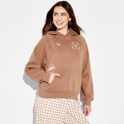 Women's Winnie the Pooh Farm Hooded Graphic Pullover Sweatshirt - Light Brown S