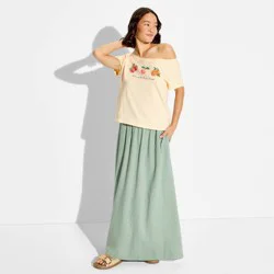 Grayson Threads Women's Fruit Off The Shoulder Short Sleeve Graphic T-Shirt - Lemon Yellow XXS