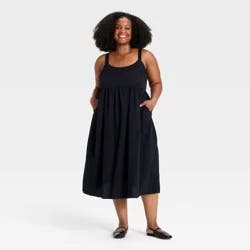 Women's Midi Empire Waist Dress - Ava & Viv™ Black 1X