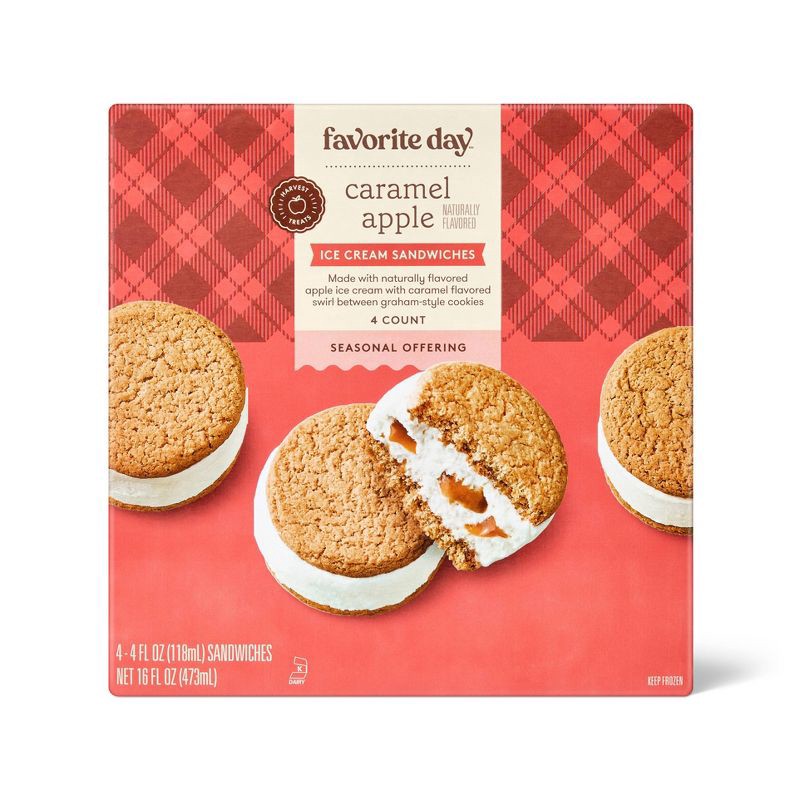 slide 1 of 4, Caramel Apple Ice Cream Sandwiches - 16 fl oz - Favorite Day™, 16 fl oz
