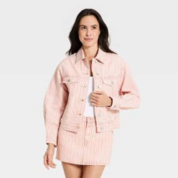 Women's Stripe Denim Jacket - Universal Thread™ Red/White L