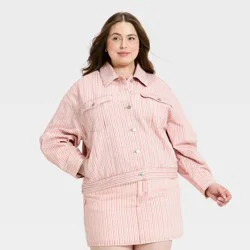 Women's Stripe Denim Jacket - Universal Thread™ Red/White XXL