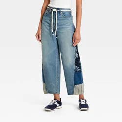 Women's High-Rise Easy Barrel Bandana Print Jeans - Universal Thread™ Medium Wash 16