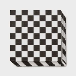 30ct Checkered Lunch Napkins Black/White - Spritz™