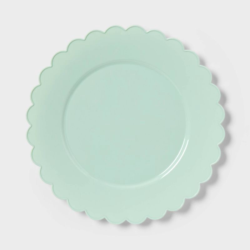 slide 1 of 3, 8ct Sage Green Scallop Dinner Plastic Plates - Spritz™", 8 ct