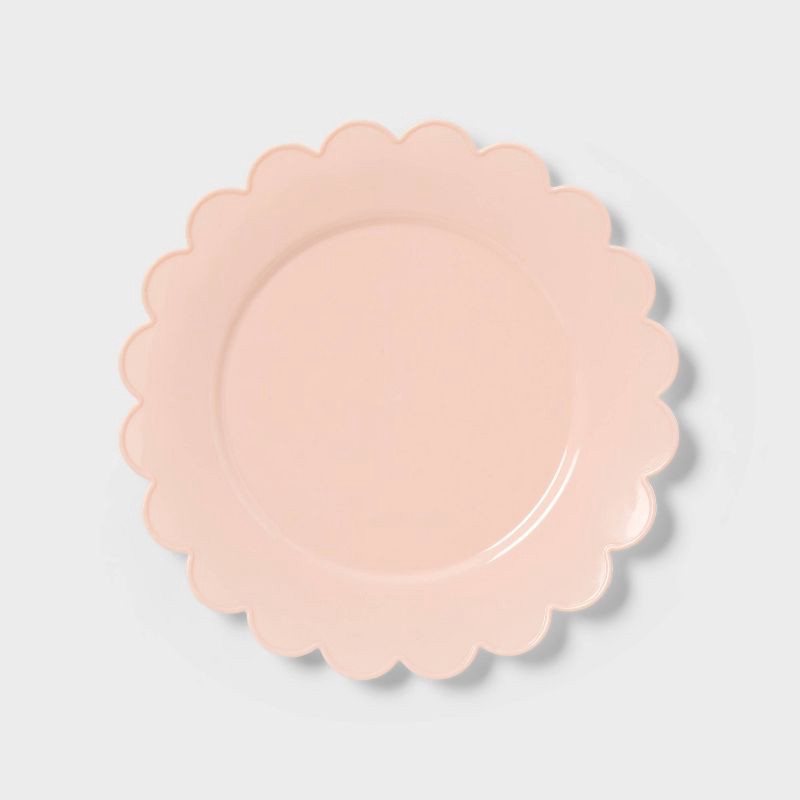 slide 1 of 3, 8ct Light Pink Plastic Scallop Snack Paper Plates - Spritz™, 8 ct
