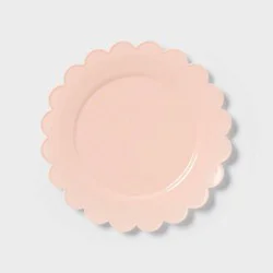 8ct Light Pink Plastic Scallop Snack Paper Plates - Spritz™
