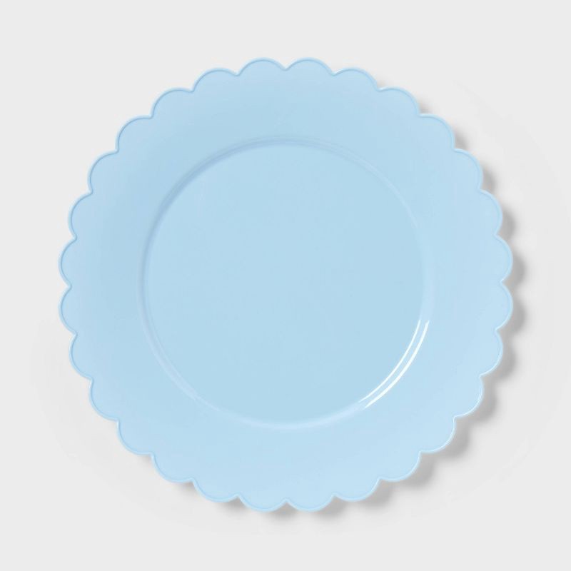 slide 1 of 3, 8ct Light Blue Scallop Dinner Plastic Plates - Spritz™", 8 ct