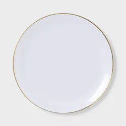 8ct White with Gold Trim Dinner Plastic Plates - Spritz™"