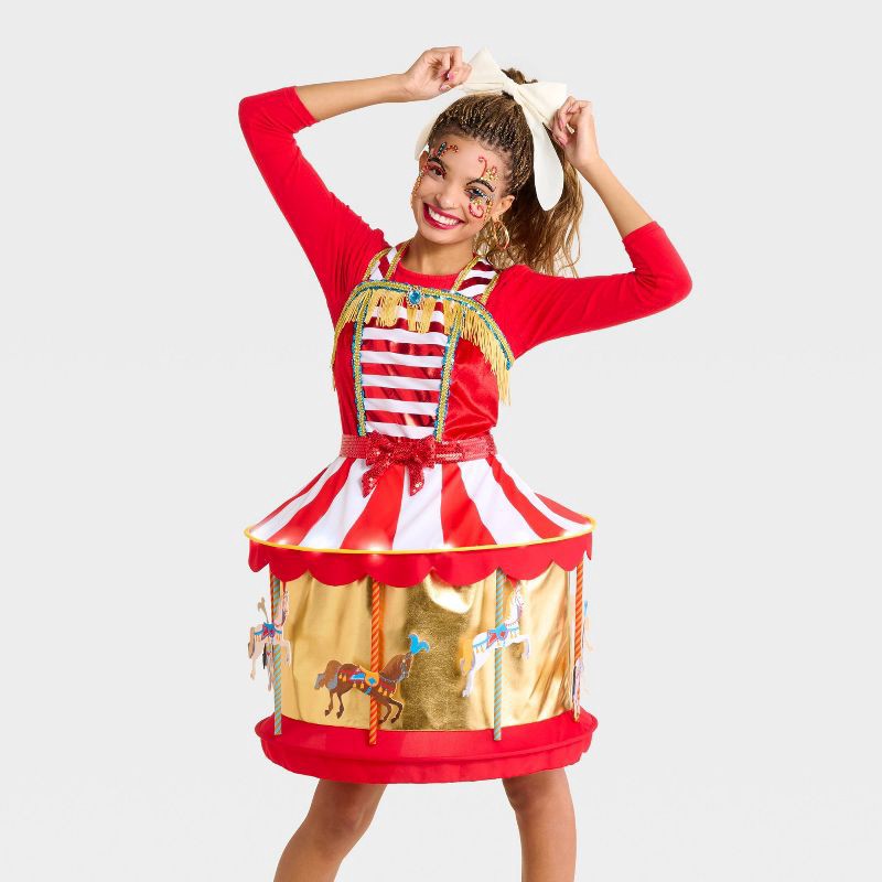 slide 1 of 3, Adult Light and Sound Carousel Halloween Costume Dress - Hyde and EEK! Boutique™ Red S/M, 1 ct