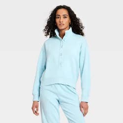 Women's Button-Front Sweatshirt - Universal Thread™ Blue XL