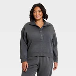 Women's Button-Front Sweatshirt - Universal Thread™ Charcoal Gray XXL